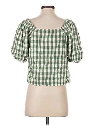 Madewell Linen-Cotton Square-Neck Button-Front Top in Gingham Check (view 2)