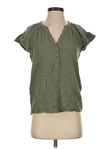 Madewell Lightspun Ruffle-Sleeve Henley Top (view 1)