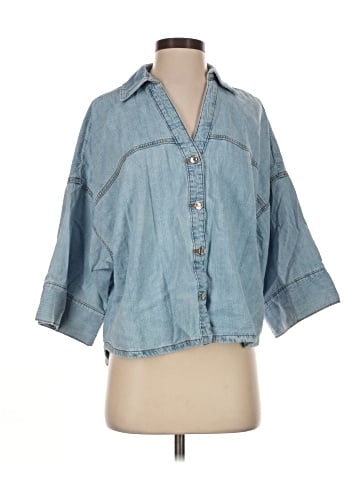 Zara 3/4 Sleeve Button-Down Shirt (view 1)