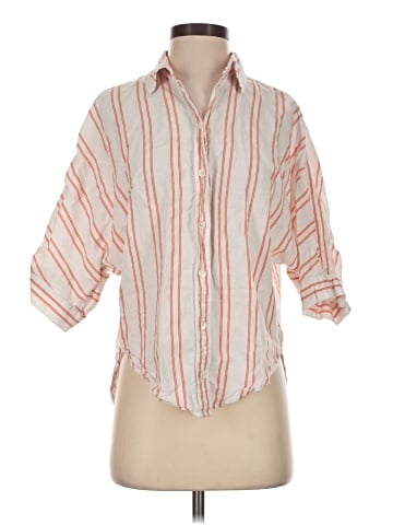 Madewell Oversized Pleated-Sleeve Button-Up Shirt in Stripe (view 1)