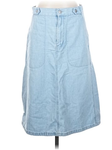 Madewell Denim Tab-Waist A-Line Midi Skirt in Lynnhaven Wash (view 1)
