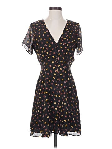 Madewell Silk Button-Front Swing Dress in Feline Floral (view 1)