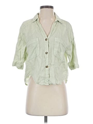 Zara 3/4 Sleeve Button-Down Shirt (view 1)