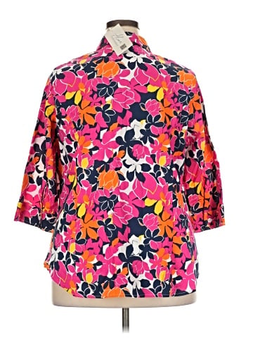 Jessica London 3/4 Sleeve Button-Down Shirt (view 2)