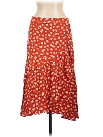 Madewell Ruffle-Wrap Midi Skirt in Happy Hibiscus (view 1)