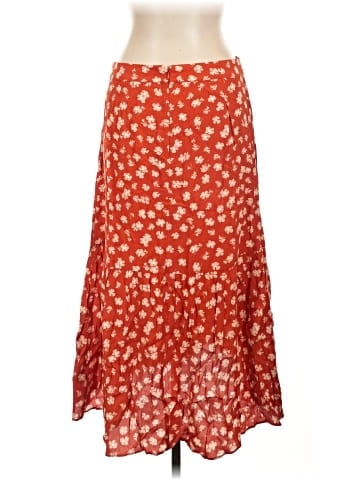 Madewell Ruffle-Wrap Midi Skirt in Happy Hibiscus (view 2)
