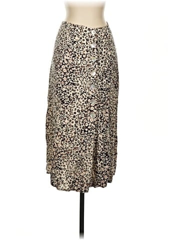 Madewell Side-Button Straight Midi Skirt in Daisy Groove (view 1)