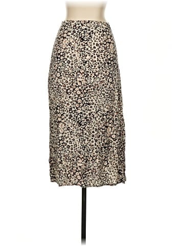 Madewell Side-Button Straight Midi Skirt in Daisy Groove (view 2)