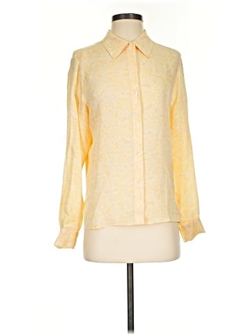 Tangerine Long Sleeve Silk Top (view 1)