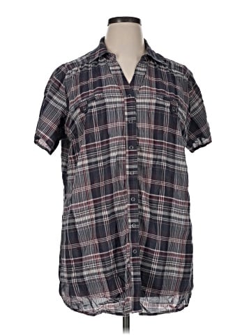 a.n.a. A New Approach Short Sleeve Button-Down Shirt (view 1)
