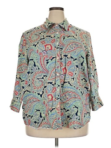 Chaps 3/4 Sleeve Button-Down Shirt (view 1)