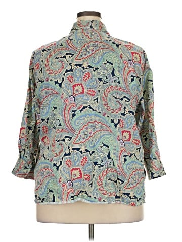 Chaps 3/4 Sleeve Button-Down Shirt (view 2)
