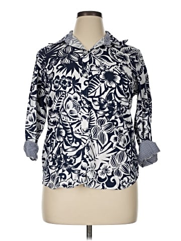 Chaps 3/4 Sleeve Button-Down Shirt (view 1)