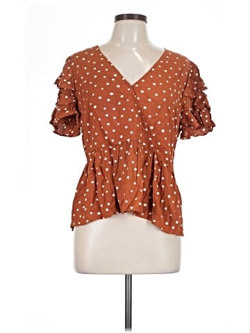 Madewell Tiered-Sleeve Peplum Top in Inkspot Dot (view 1)