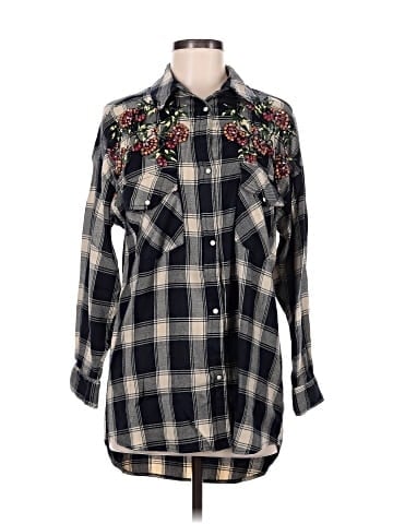Zara Basic 3/4 Sleeve Button-Down Shirt (view 1)