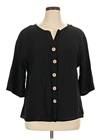 Shein Curve 3/4 Sleeve Button-Down Shirt (view 1)
