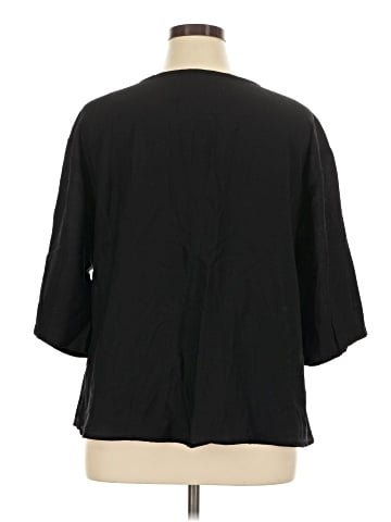 Shein Curve 3/4 Sleeve Button-Down Shirt (view 2)
