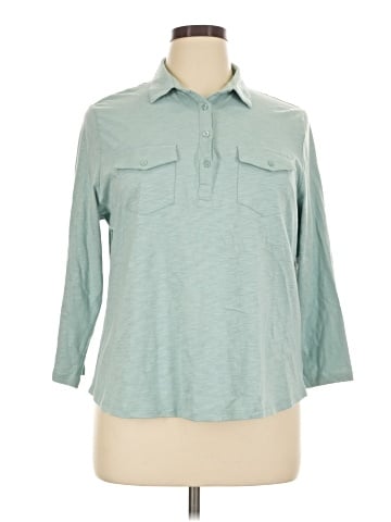 Gloria Vanderbilt 3/4 Sleeve Button-Down Shirt (view 1)