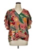 Umgee 100% Polyester Tropical Brown Short Sleeve Blouse Size XL - photo 1