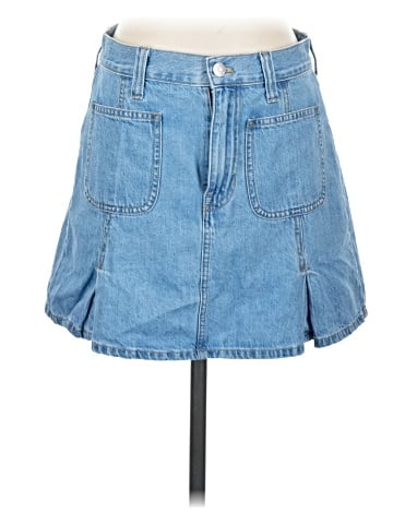 Madewell Pleated Denim Mini Skirt in Stilecrost Wash (view 1)