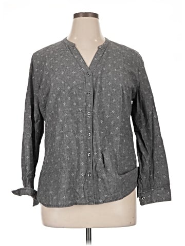 Basic Editions 3/4 Sleeve Button-Down Shirt (view 1)