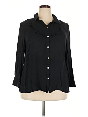 Just Fab 3/4 Sleeve Button-Down Shirt (view 1)