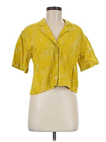 Madewell Embroidered Linen-Blend Resort Crop Shirt (view 1)