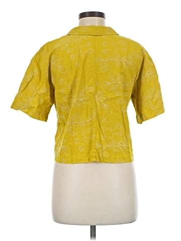 Madewell Embroidered Linen-Blend Resort Crop Shirt (view 2)