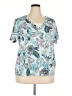 Basic Editions Teal Short Sleeve Blouse Size 2X - photo 1