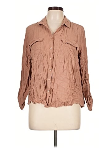 Pink Rose 3/4 Sleeve Button-Down Shirt (view 1)