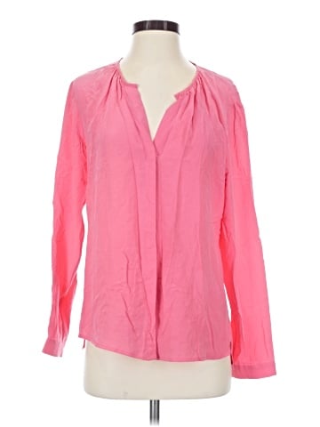 Ecru Long Sleeve Silk Top (view 1)