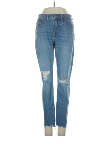 Madewell Petite 9" Mid-Rise Skinny Jeans in Frankie Wash: Torn-Knee Edition (view 1)