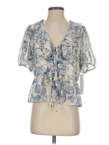 Aqua Short Sleeve Blouse (view 1)