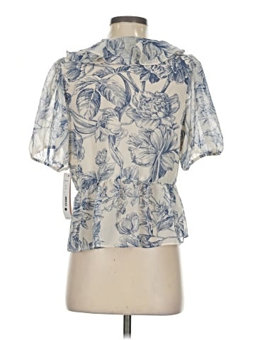 Aqua Short Sleeve Blouse (view 2)