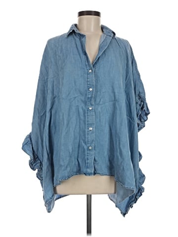 Zara 3/4 Sleeve Button-Down Shirt (view 1)
