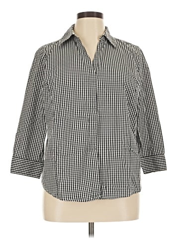 Basic Editions 3/4 Sleeve Button-Down Shirt (view 1)