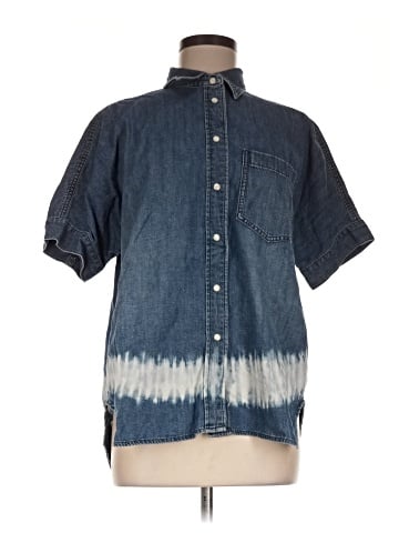 Madewell Shibori Denim Short-Sleeve Shirt (view 1)