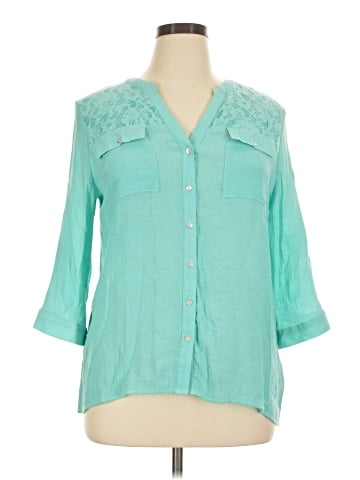 Notations 3/4 Sleeve Button-Down Shirt (view 1)