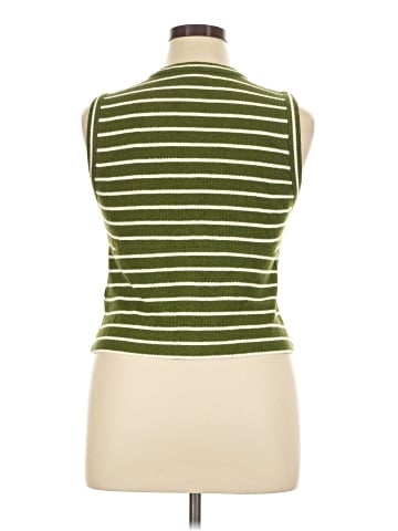 Madewell Split-Crewneck Cardigan Tank in Stripe (view 2)
