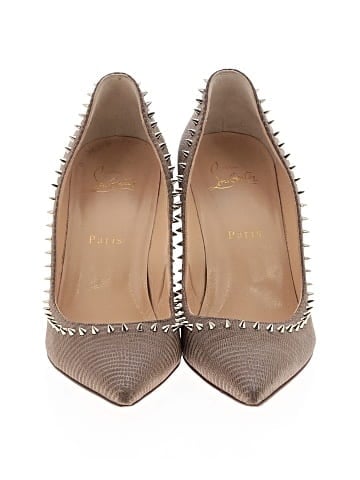 Christian Louboutin Croc Embossed Leather Studded Anjalina 100mm Pumps (view 2)