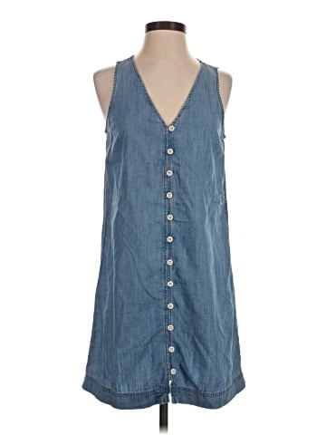 Madewell Denim Button-Front Sleeveless Easy Dress in Haslett Wash (view 1)