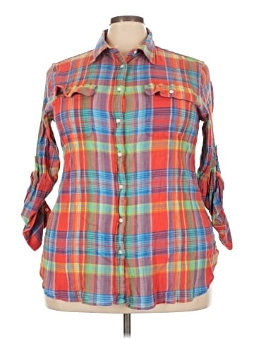 Lauren by Ralph Lauren 3/4 Sleeve Button-Down Shirt (view 1)