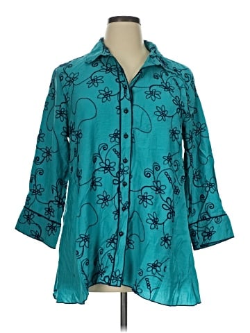 MULTIPLES 3/4 Sleeve Button-Down Shirt (view 1)