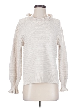 Madewell Ruffle-Neck Pullover Sweater in Cotton-Merino Yarn (view 1)