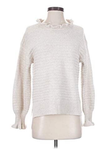 Madewell Ruffle-Neck Pullover Sweater in Cotton-Merino Yarn (view 1)