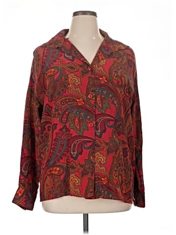 Linda Allard Ellen Tracy Long Sleeve Silk Top (view 1)