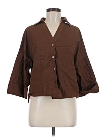 Zara 3/4 Sleeve Button-Down Shirt (view 1)