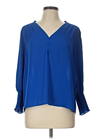 Aqua Long Sleeve Blouse (view 1)