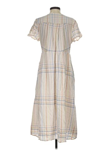 Madewell Linen-Blend Clara Midi Dress in Plaid (view 2)
