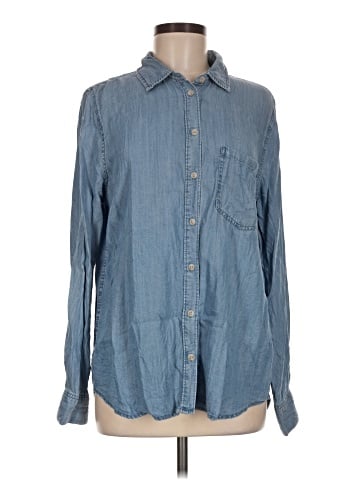 Cosmic Blue Love Long Sleeve Button-Down Shirt (view 1)
